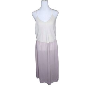 Vintage 70s Spaghetti Straps Slip Dress Womens Size 12 Pink White